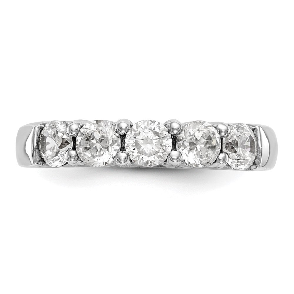 14K White Gold 5-Stone Shared Prong 1 carat Round Complete Diamond Band
