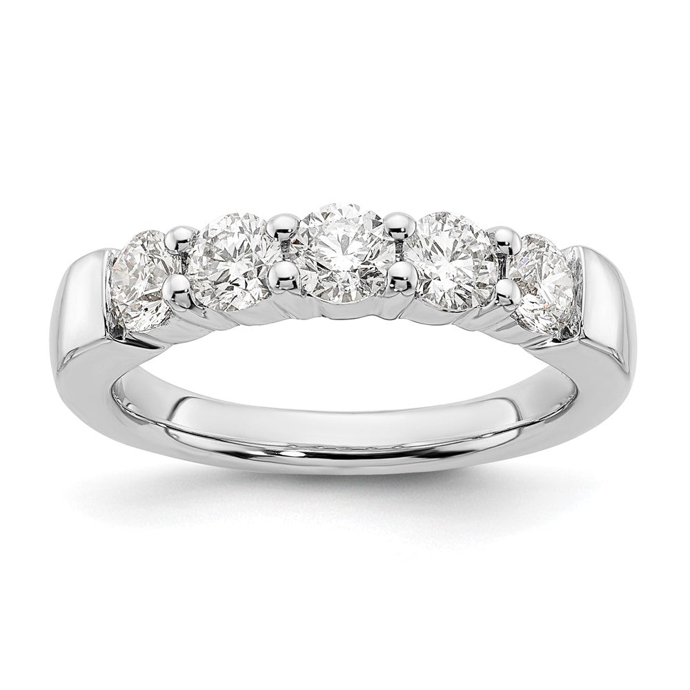 14K White Gold 5-Stone Shared Prong 1 carat Round Complete Diamond Band
