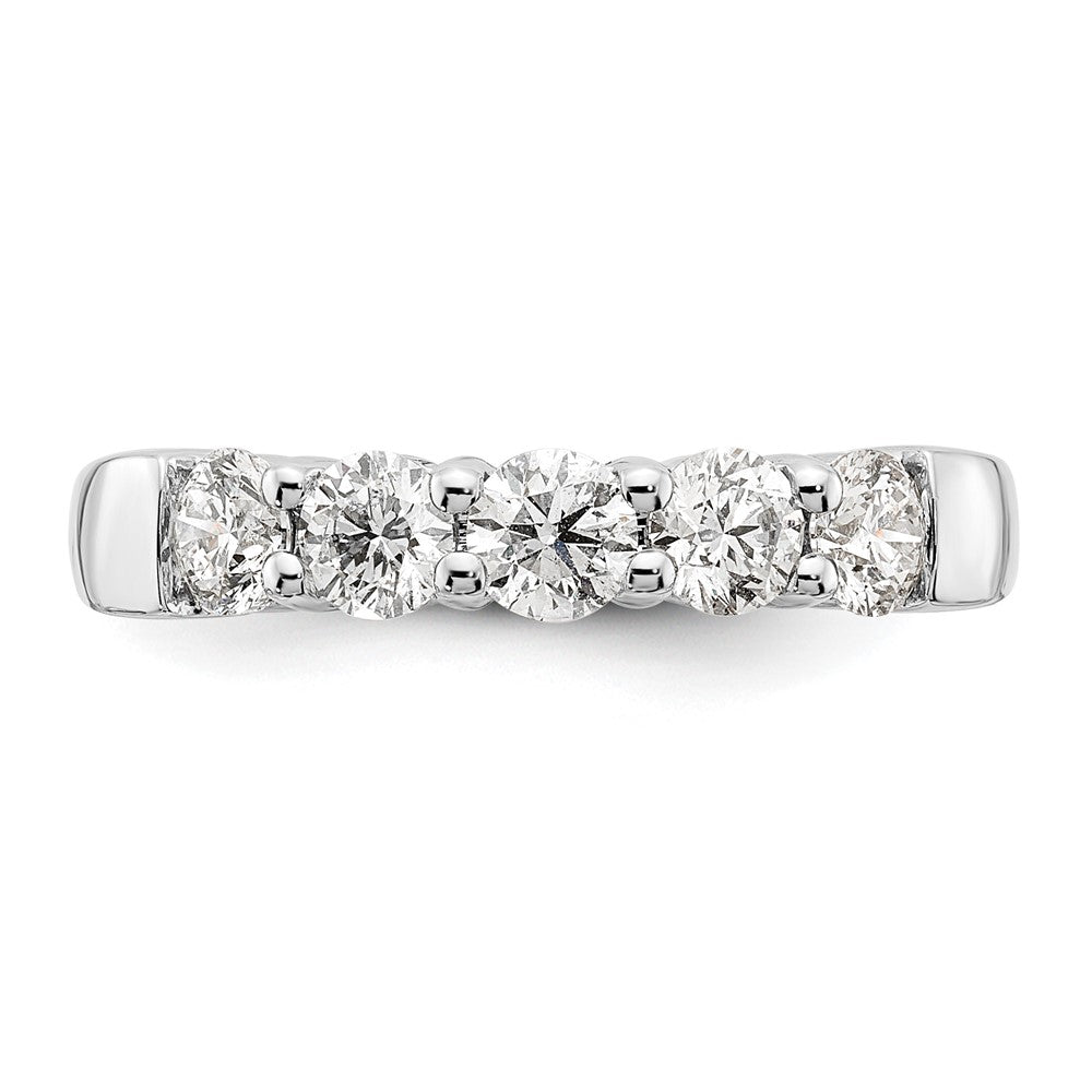 14K White Gold 5-Stone Shared Prong 1.25 carat Round Complete Diamond Band