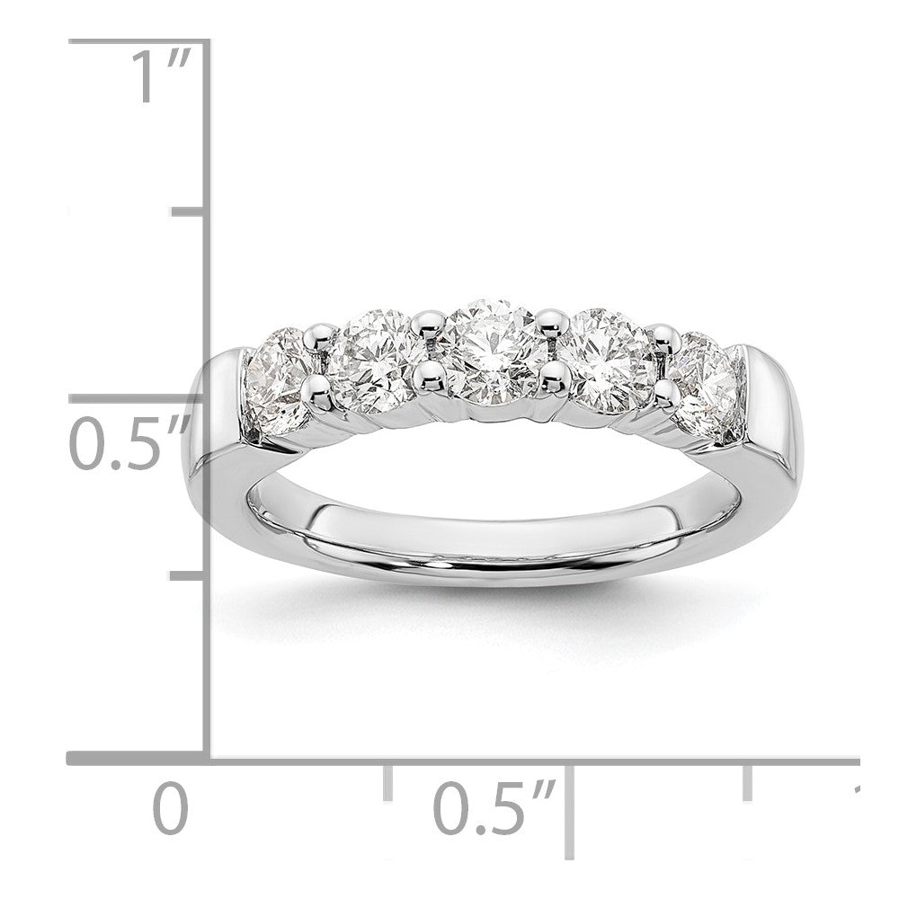 14K White Gold 5-Stone Shared Prong 1.25 carat Round Complete Diamond Band
