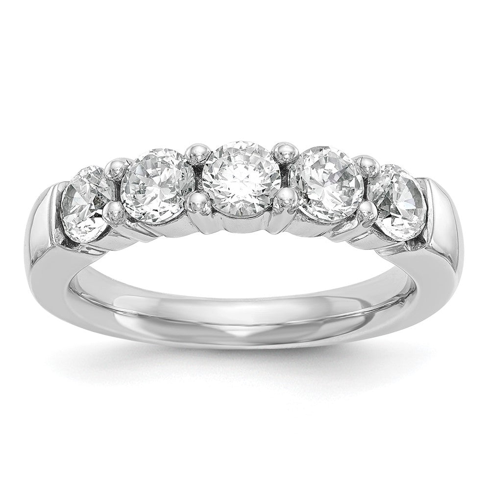 14K White Gold 5-Stone Shared Prong 1.25 carat Round Complete Diamond Band
