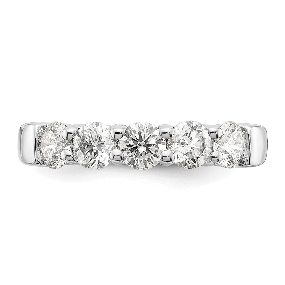 14K White Gold 5-Stone Shared Prong 1.5 carat Round Complete Diamond Band