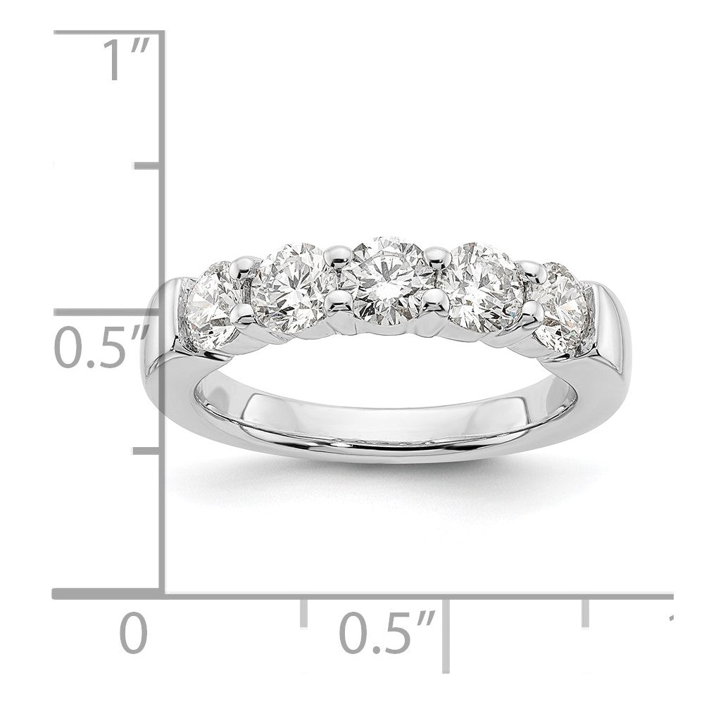 14K White Gold 5-Stone Shared Prong 1.5 carat Round Complete Diamond Band