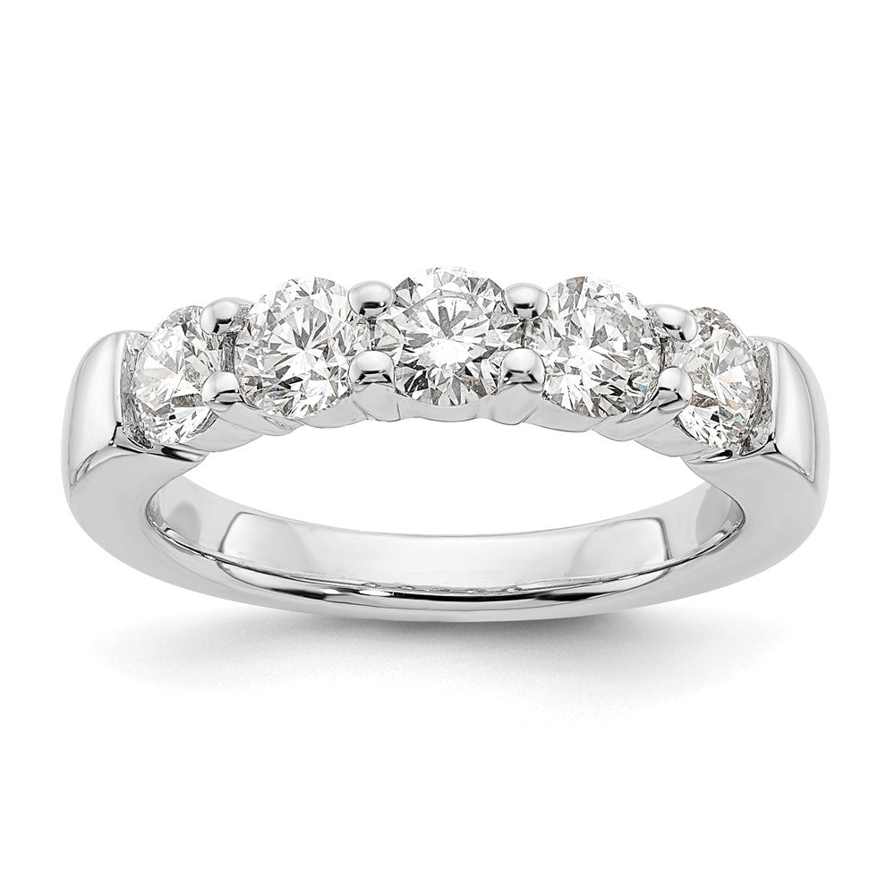 14K White Gold 5-Stone Shared Prong 1.5 carat Round Complete Diamond Band