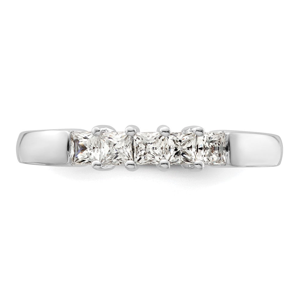 14K White Gold 5-Stone Shared Prong 1/2 carat Princess Complete Diamond Band