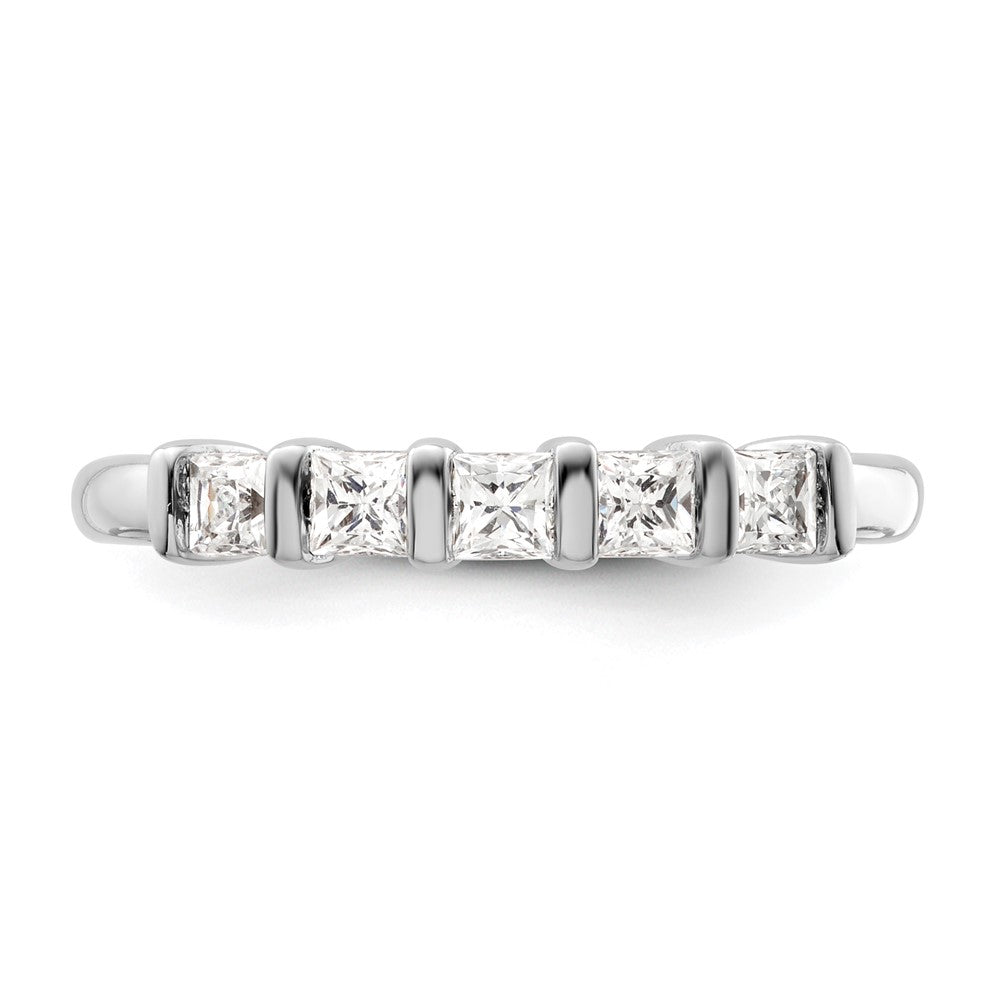 14K White Gold 5-Stone Half-Bezel 1/2 carat Princess Complete Diamond Band