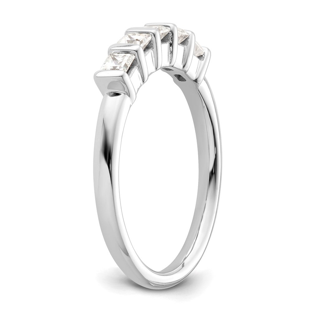 14K White Gold 5-Stone Half-Bezel 1/2 carat Princess Complete Diamond Band