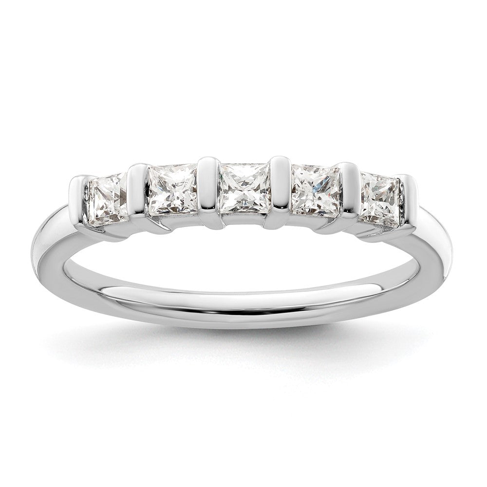 14K White Gold 5-Stone Half-Bezel 1/2 carat Princess Complete Diamond Band