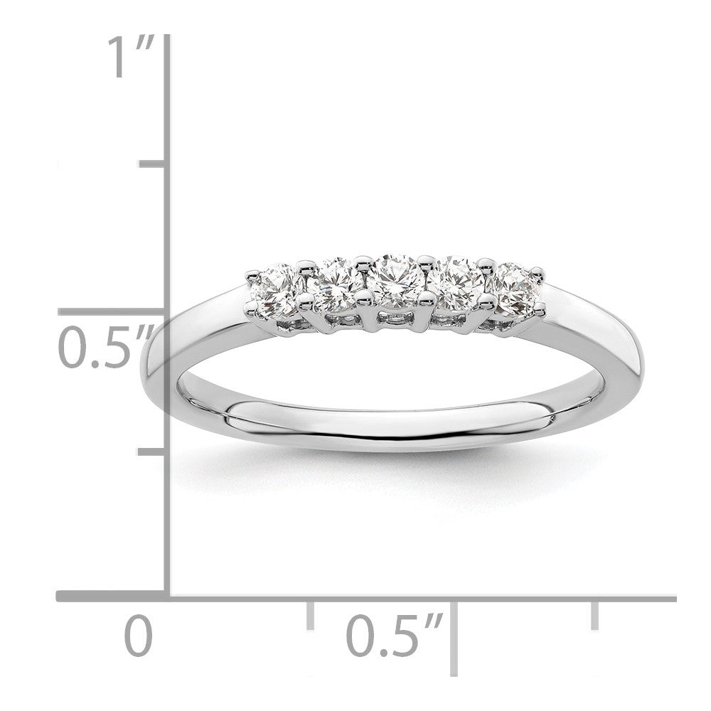 14K White Gold 5-Stone Prong-Set 1/4 carat Round Complete Diamond Band