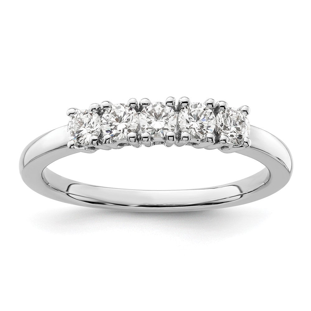 14K White Gold 5-Stone Prong-Set 1/2 carat Round Complete Diamond Band