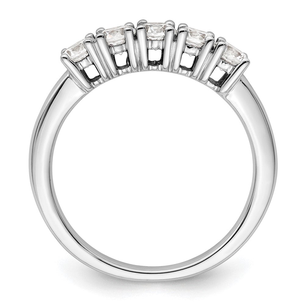 14K White Gold 5-Stone Prong-Set 3/4 carat Round Complete Diamond Band