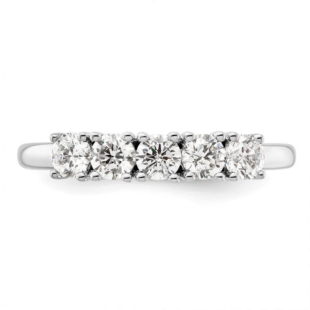 14K White Gold 5-Stone Prong-Set 3/4 carat Round Complete Diamond Band