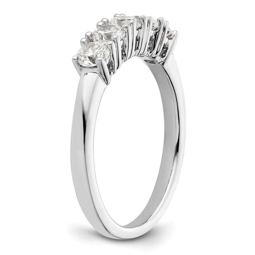 14K White Gold 5-Stone Prong-Set 3/4 carat Round Complete Diamond Band