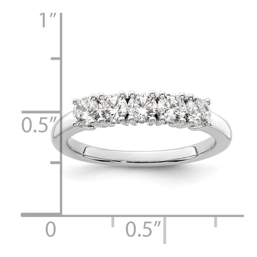 14K White Gold 5-Stone Prong-Set 3/4 carat Round Complete Diamond Band