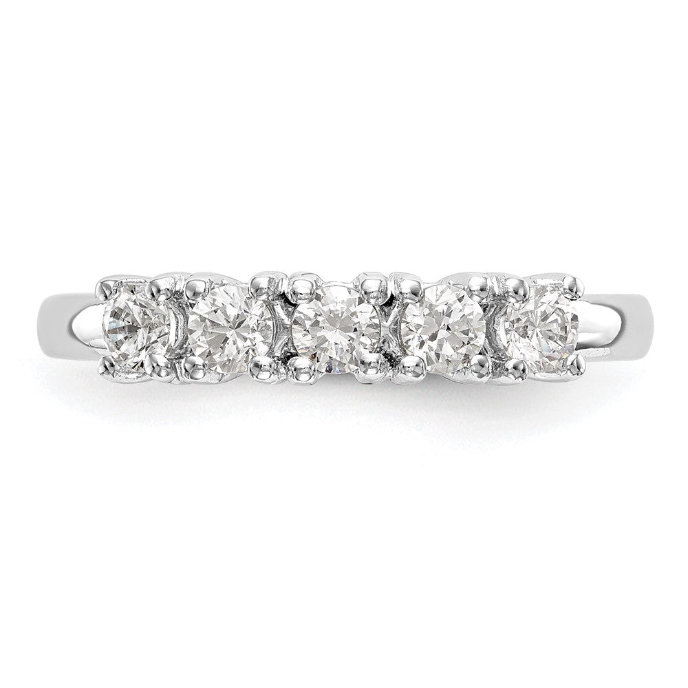 14K White Gold 5-Stone Prong-Set 1 carat Round Complete Diamond Band