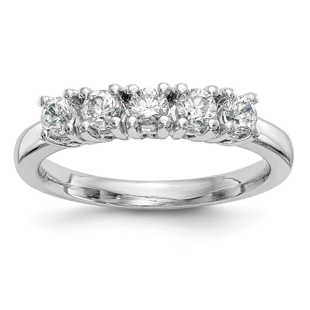 14K White Gold 5-Stone Prong-Set 1 carat Round Complete Diamond Band