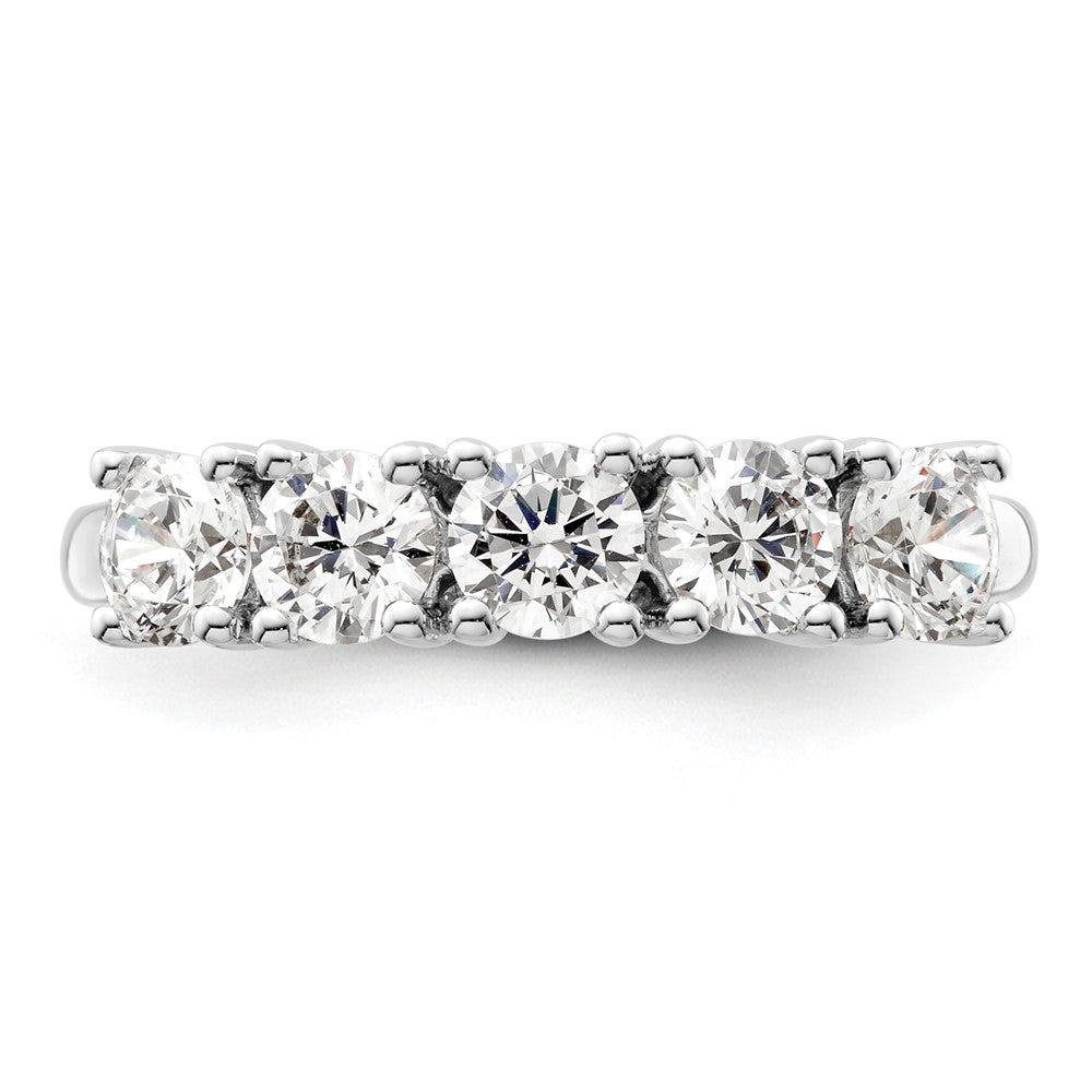 14K White Gold 5-Stone Prong-Set 1.5 carat Round Complete Diamond Band