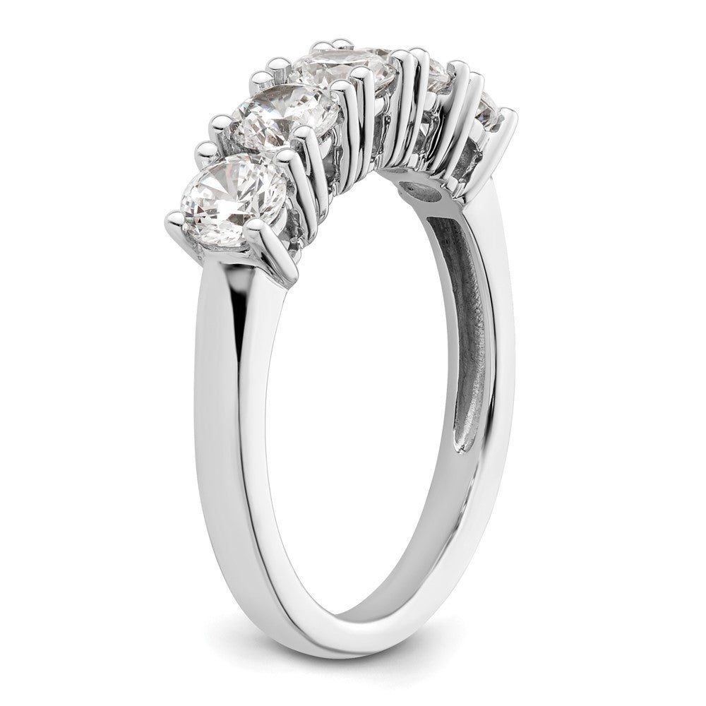 14K White Gold 5-Stone Prong-Set 1.5 carat Round Complete Diamond Band