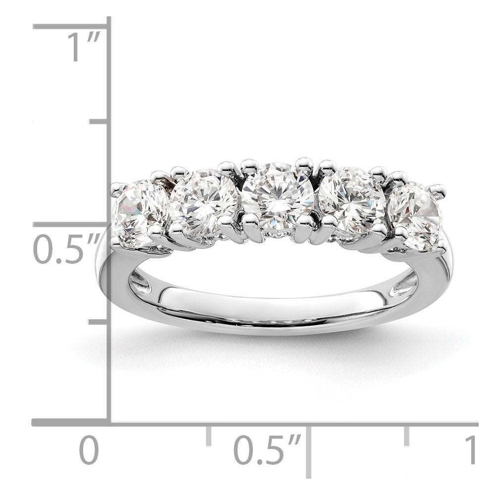14K White Gold 5-Stone Prong-Set 1.5 carat Round Complete Diamond Band