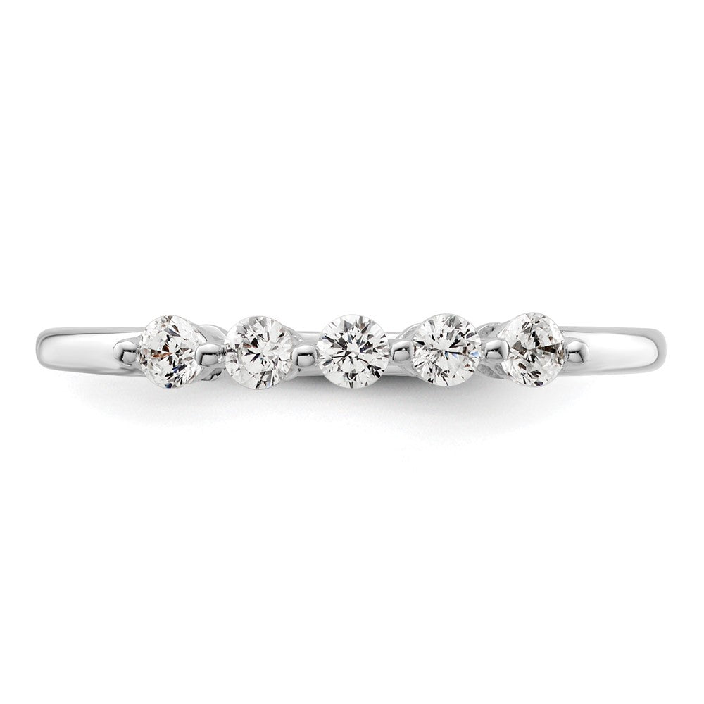 14K White Gold 5-Stone Shared Prong 1/4 carat Round Complete Diamond Band