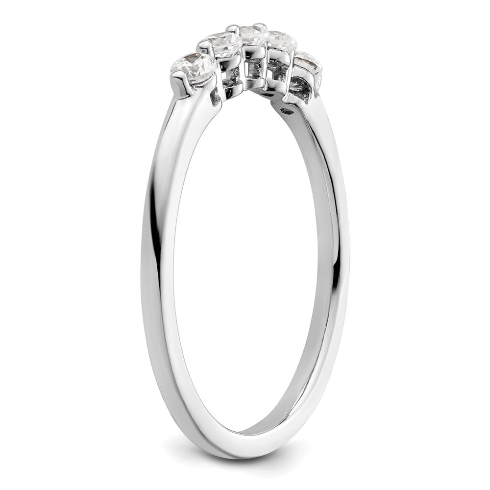 14K White Gold 5-Stone Shared Prong 1/4 carat Round Complete Diamond Band