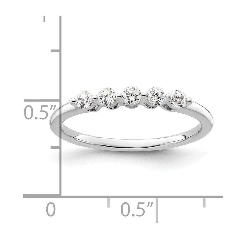 14K White Gold 5-Stone Shared Prong 1/4 carat Round Complete Diamond Band