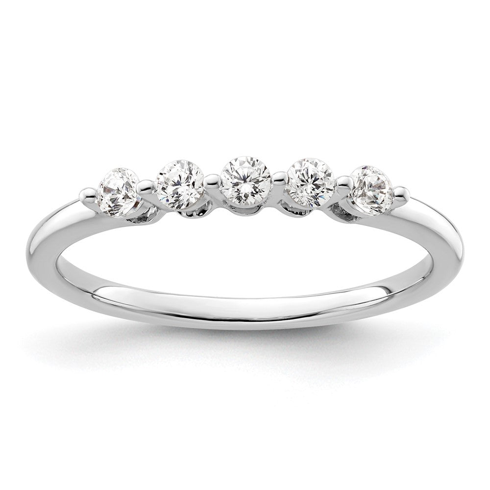 14K White Gold 5-Stone Shared Prong 1/4 carat Round Complete Diamond Band