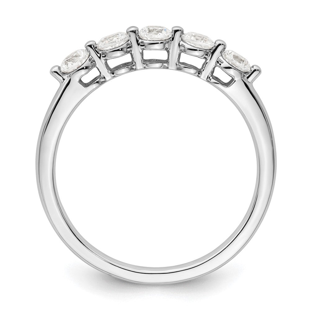 14K White Gold 5-Stone Shared Prong 1/2 carat Round Complete Diamond Band