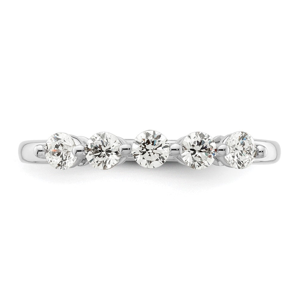 14K White Gold 5-Stone Shared Prong 1/2 carat Round Complete Diamond Band