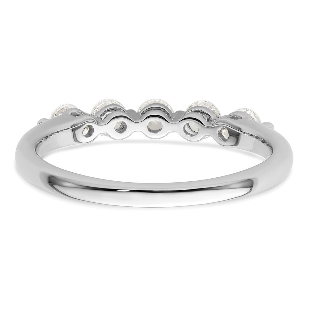 14K White Gold 5-Stone Shared Prong 1/2 carat Round Complete Diamond Band