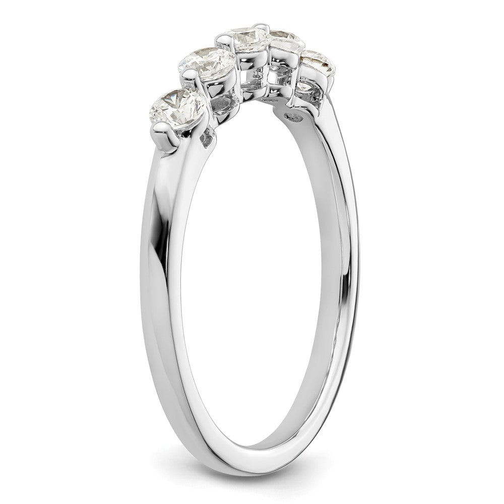 14K White Gold 5-Stone Shared Prong 1/2 carat Round Complete Diamond Band