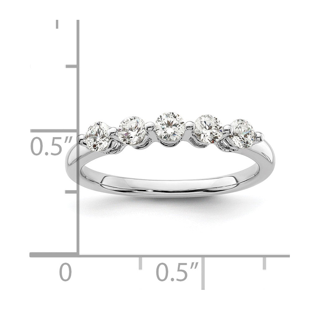 14K White Gold 5-Stone Shared Prong 1/2 carat Round Complete Diamond Band