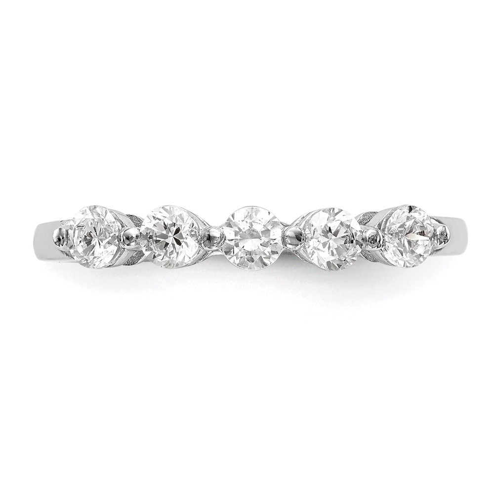 14K White Gold 5-Stone Shared Prong 3/4 carat Round Complete Diamond Band