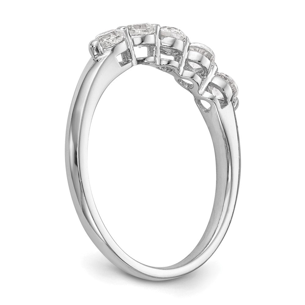 14K White Gold 5-Stone Shared Prong 3/4 carat Round Complete Diamond Band