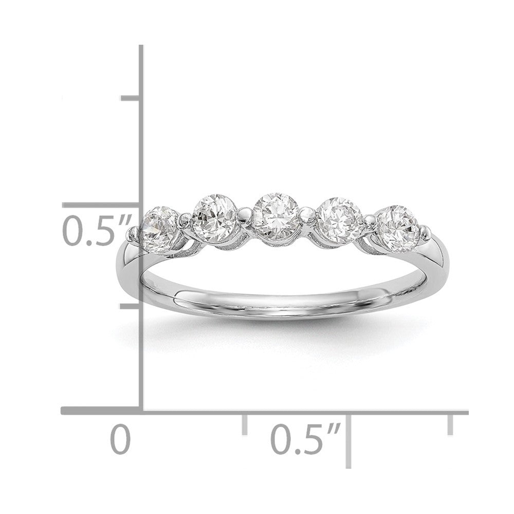 14K White Gold 5-Stone Shared Prong 3/4 carat Round Complete Diamond Band