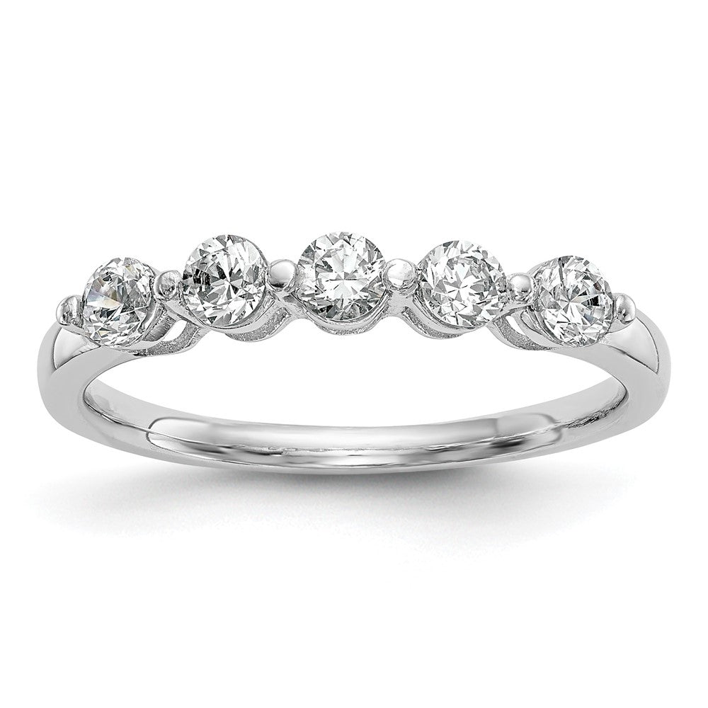 14K White Gold 5-Stone Shared Prong 3/4 carat Round Complete Diamond Band