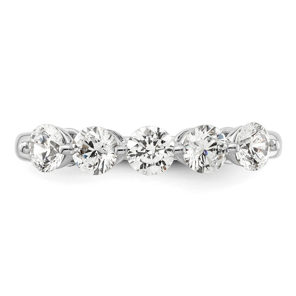 14K White Gold 5-Stone Shared Prong 1 carat Round Complete Diamond Band