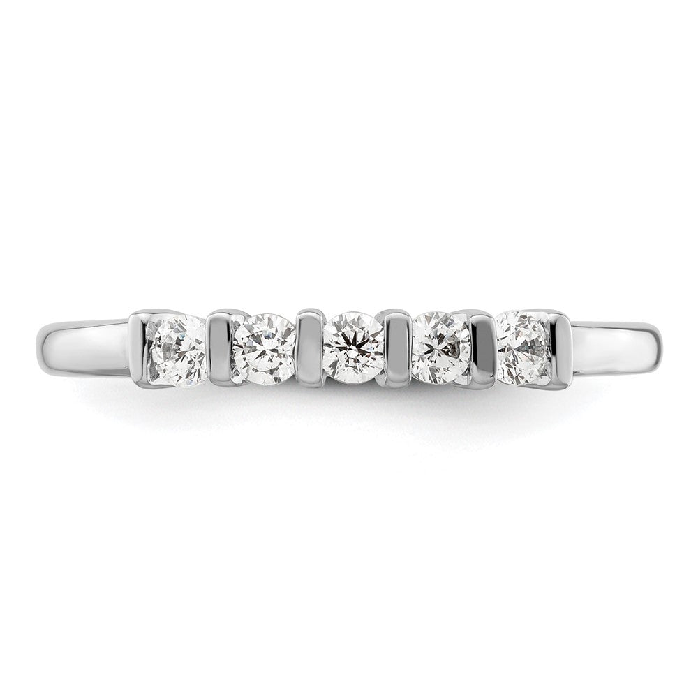14K White Gold 5-Stone Half-Bezel 1/4 carat Round Complete Diamond Band