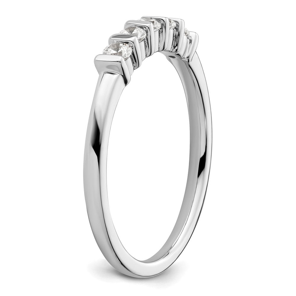 14K White Gold 5-Stone Half-Bezel 1/4 carat Round Complete Diamond Band