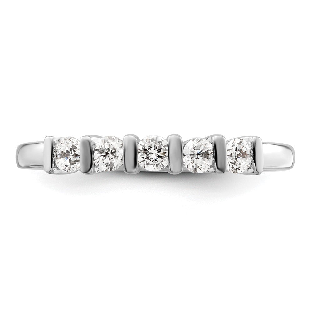 14K White Gold 5-Stone Half-Bezel 1/3 carat Round Complete Diamond Band