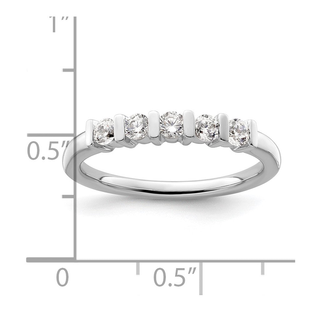 14K White Gold 5-Stone Half-Bezel 1/3 carat Round Complete Diamond Band