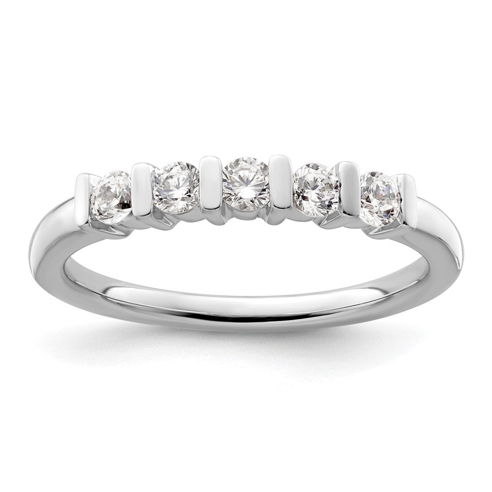 14K White Gold 5-Stone Half-Bezel 1/3 carat Round Complete Diamond Band