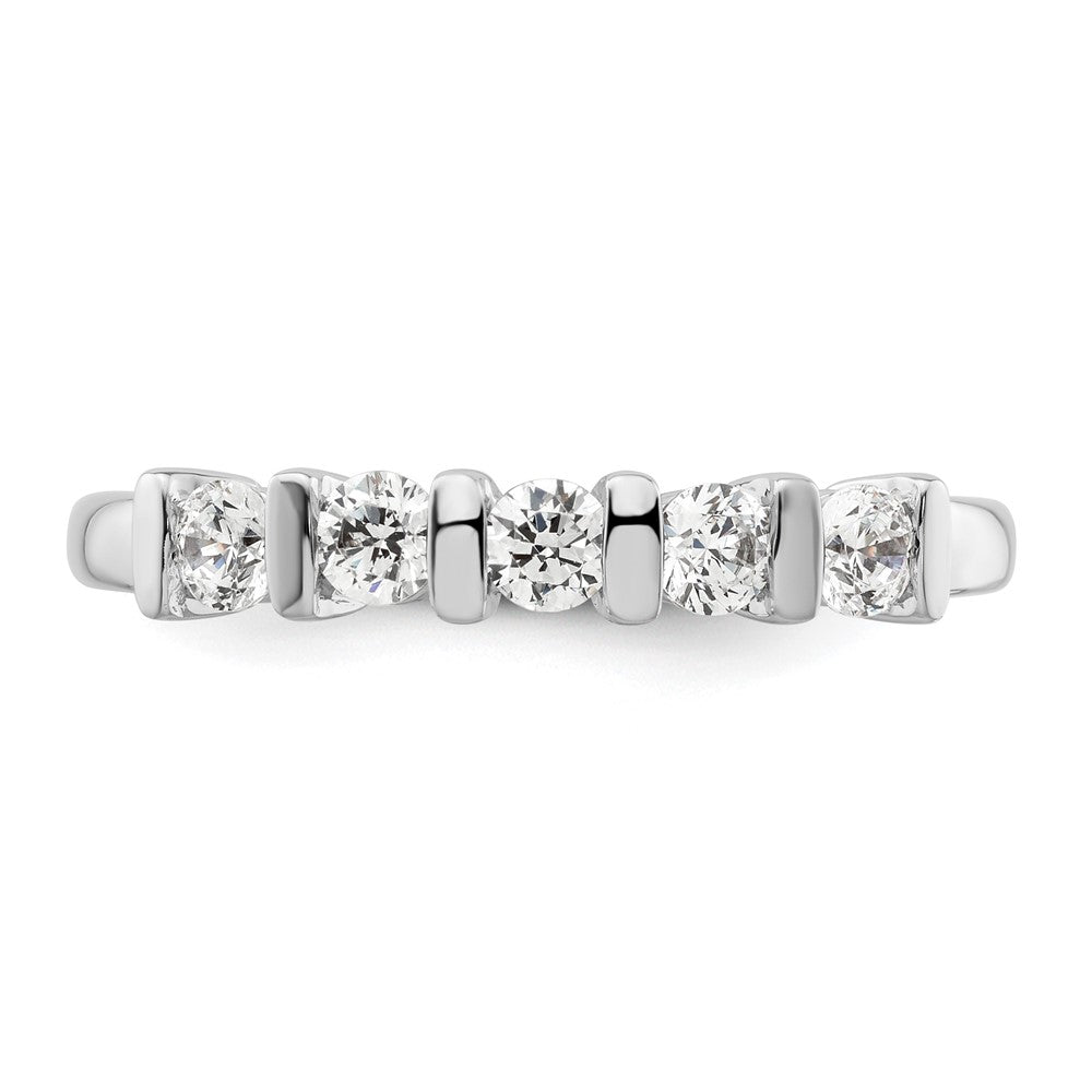 14K White Gold 5-Stone Half-Bezel 1/2 carat Round Complete Diamond Band
