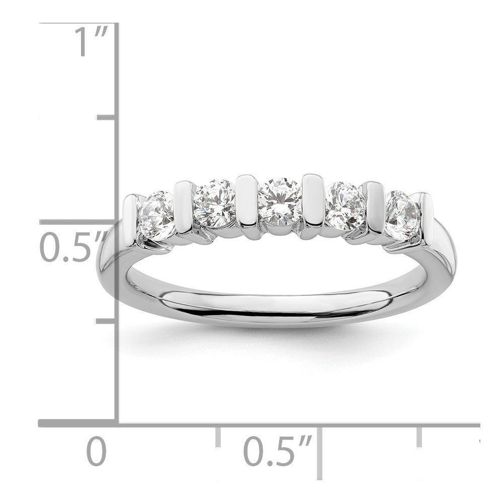 14K White Gold 5-Stone Half-Bezel 1/2 carat Round Complete Diamond Band