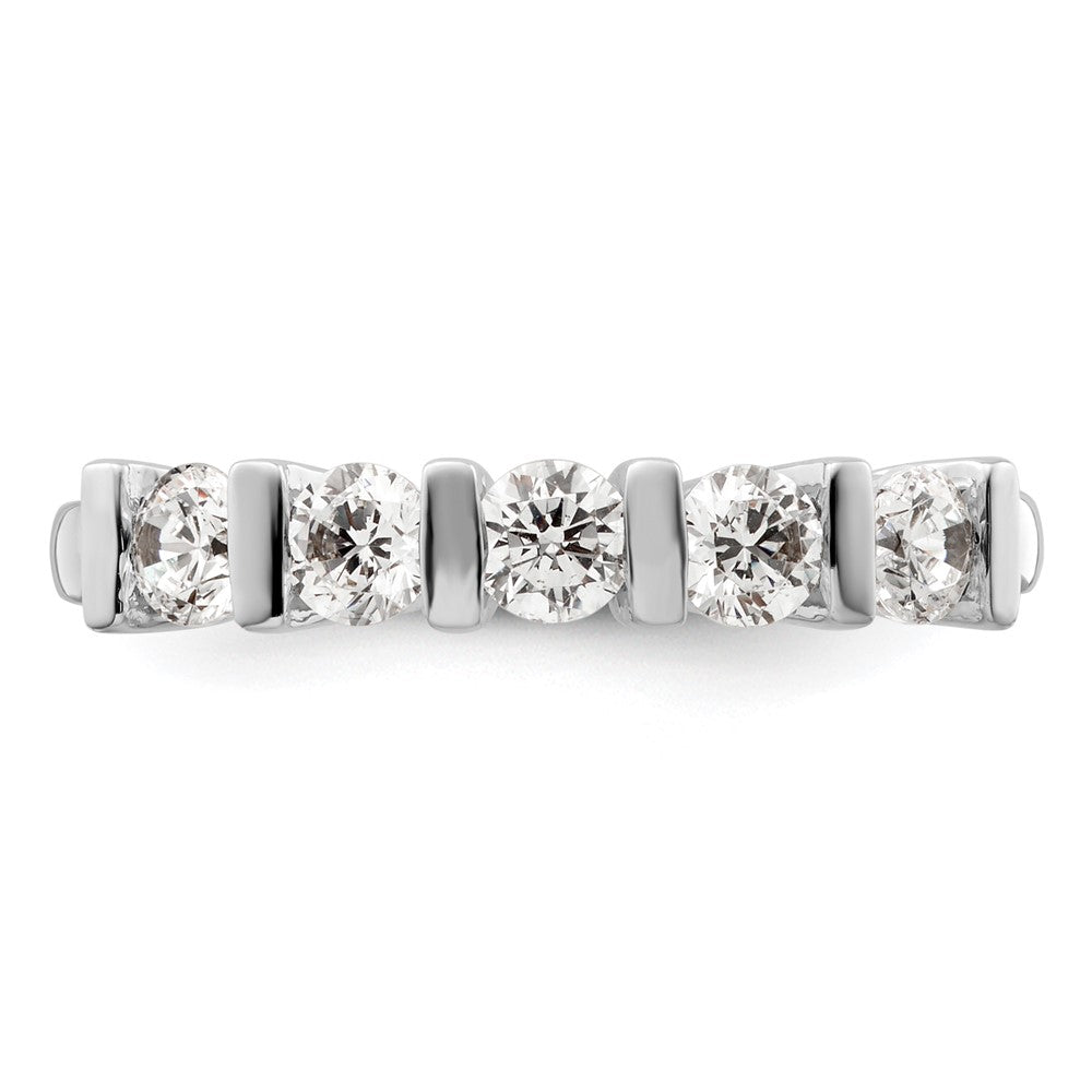 14K White Gold 5-Stone Half-Bezel 3/4 carat Round Complete Diamond Band