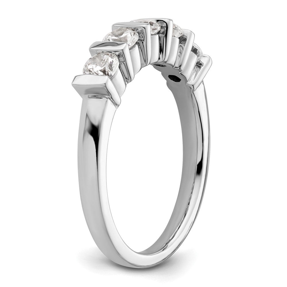 14K White Gold 5-Stone Half-Bezel 3/4 carat Round Complete Diamond Band