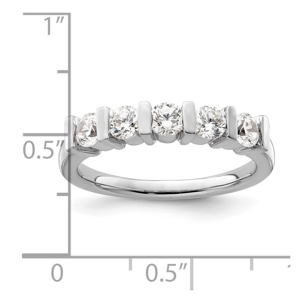 14K White Gold 5-Stone Half-Bezel 3/4 carat Round Complete Diamond Band
