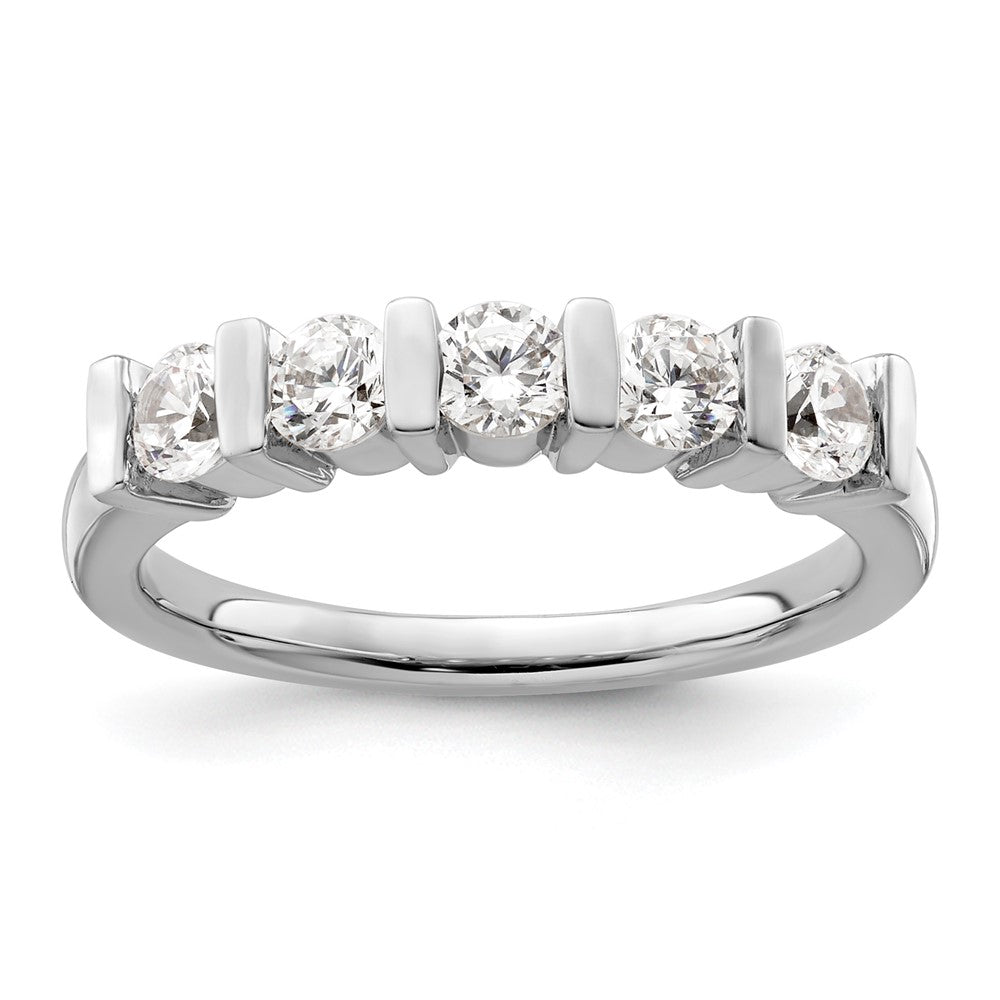 14K White Gold 5-Stone Half-Bezel 3/4 carat Round Complete Diamond Band