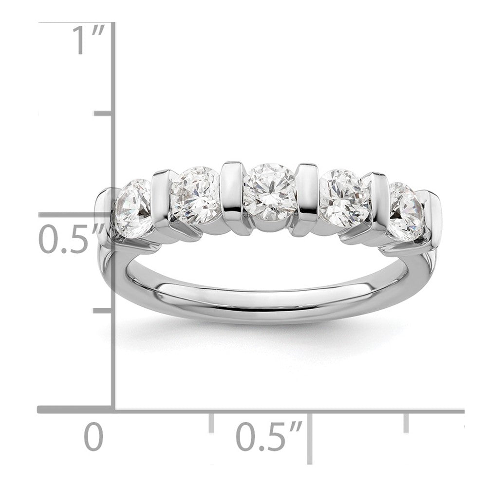 14K White Gold 5-Stone Half-Bezel 1 carat Round Complete Diamond Band