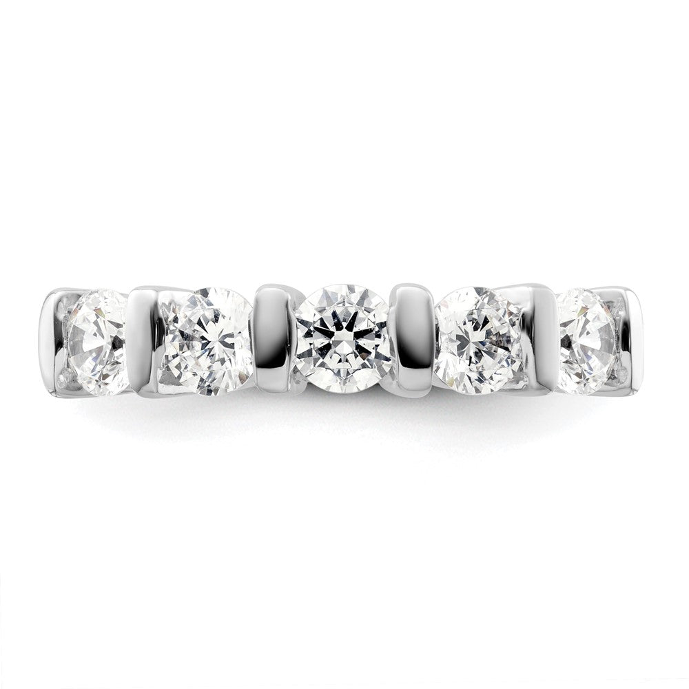 14K White Gold 5-Stone Half-Bezel 1.5 carat Round Complete Diamond Band